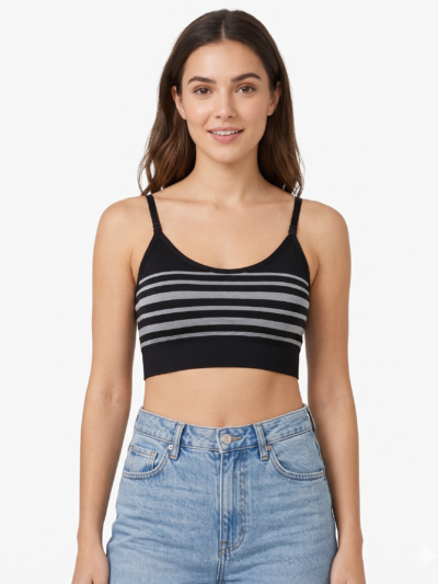 Striped crop-top bra